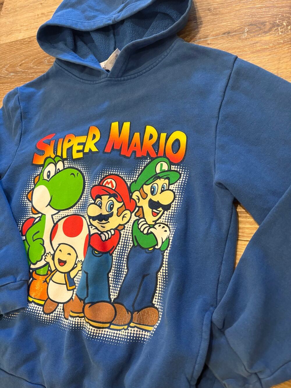 Boys Super Mario Blue Graphic Hoodie-Size 10/12